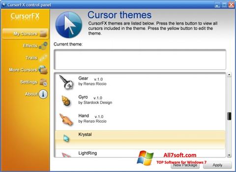 ภาพหน้าจอ CursorFX สำหรับ Windows 7