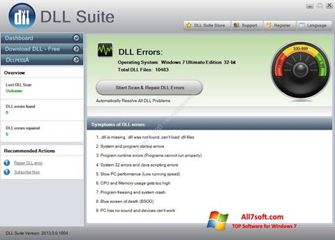 ภาพหน้าจอ DLL Suite สำหรับ Windows 7