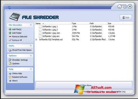 ภาพหน้าจอ File Shredder สำหรับ Windows 7