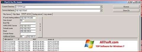 ภาพหน้าจอ Tftpd32 สำหรับ Windows 7